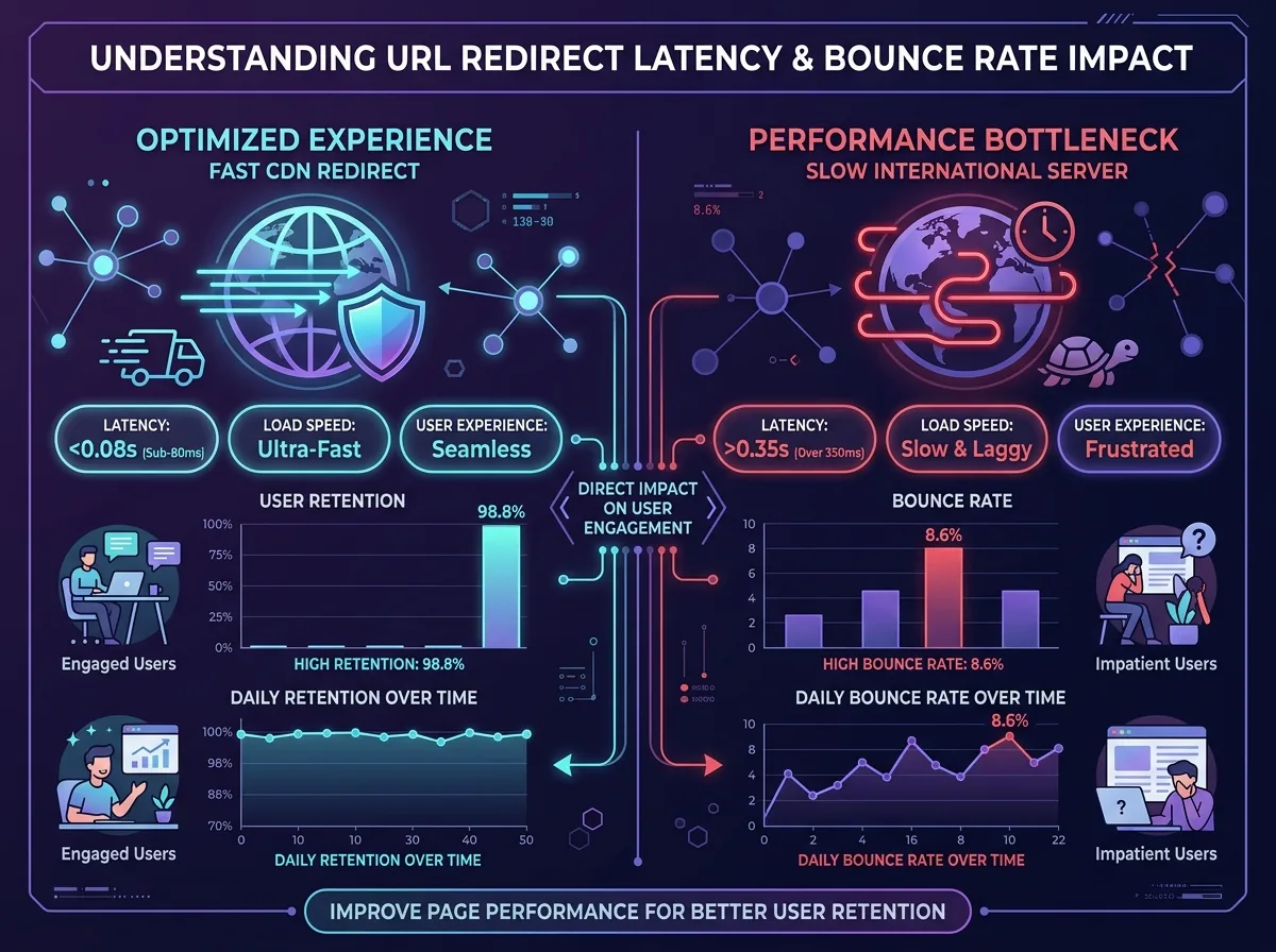 Sơ đồ đo lường tác động của Tốc độ chuyển hướng Redirect Latency đến Tỷ lệ thoát