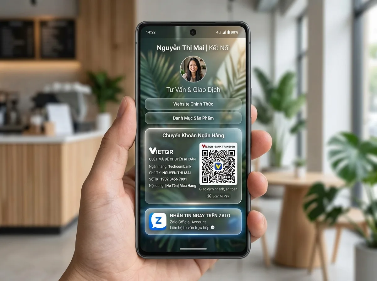 Tích hợp nút Zalo OA và mã VietQR thanh toán tự động trên Bio Link